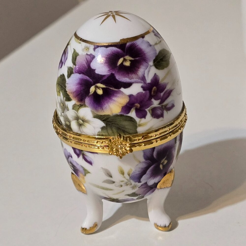 Formalities by Baum Bros Porcelain Egg Shaped Pedestal Trinket Box